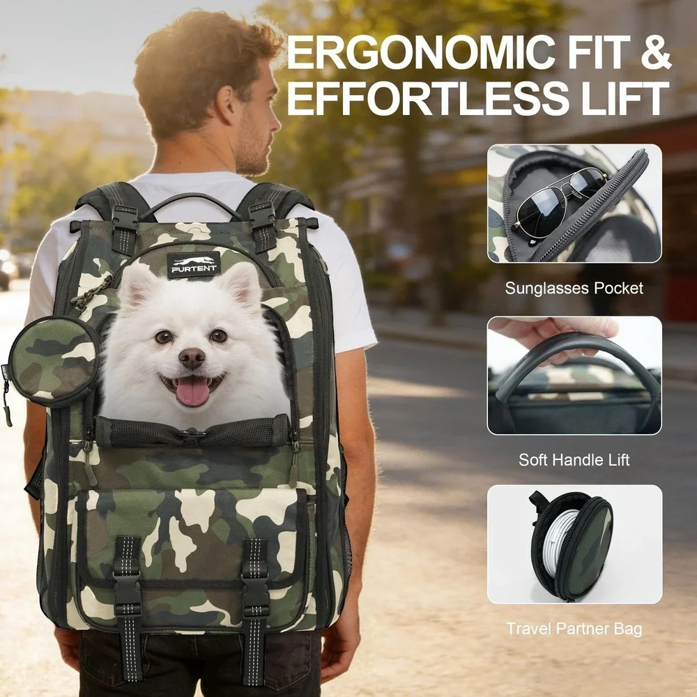 Aimease Dog Carrier Backpack Medium Dogs 22 LBS Camo Waterproof Hiking Travel